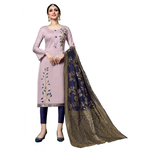 PKRKART Women's Cotton Unstitched Salwar-Suit Material With Dupatta (Pink, 2-2.5mtrs)