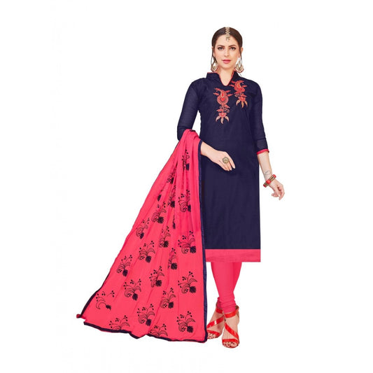 PKRKART Women's Modal Silk Unstitched Salwar-Suit Material With Dupatta (Navy Blue, 2-2.5mtrs)