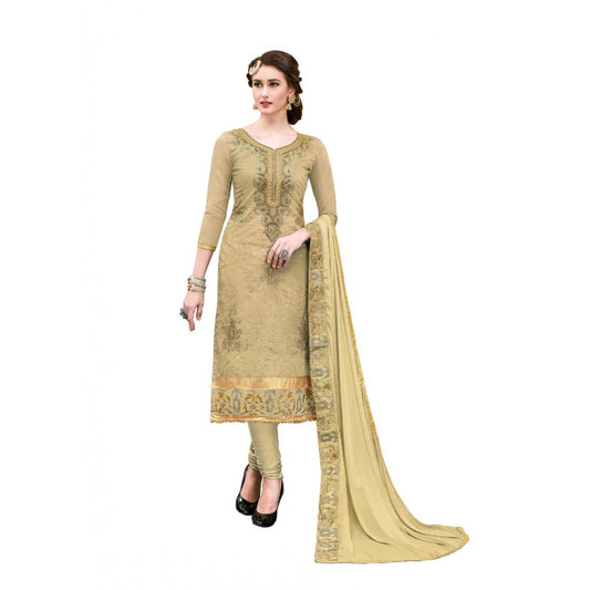 PKRKART Women's Chanderi Cotton Unstitched Salwar-Suit Material With Dupatta (Light Green, 2-2.5mtrs)