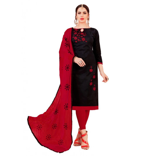 PKRKART Women's Glaze Cotton Unstitched Salwar-Suit Material With Dupatta (Black, 2-2.5mtrs)