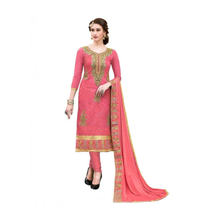 PKRKART Women's Chanderi Cotton Unstitched Salwar-Suit Material With Dupatta (Pige , 2-2.5mtrs)