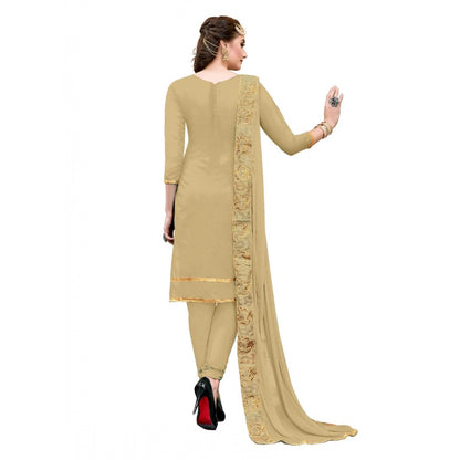PKRKART Women's Chanderi Cotton Unstitched Salwar-Suit Material With Dupatta (Light Green, 2-2.5mtrs)