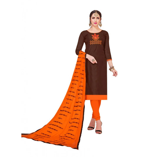 PKRKART Women's Modal Silk Unstitched Salwar-Suit Material With Dupatta (Brown, 2-2.5mtrs)