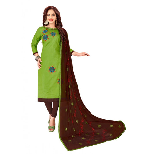 PKRKART Women's Glaze Cotton Unstitched Salwar-Suit Material With Dupatta (Green, 2-2.5mtrs)