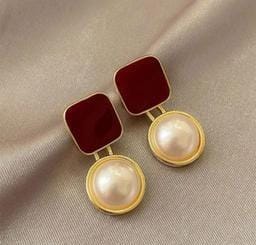 Korean Earrings for Women & Girls | Trendy Western Stud & Drop Earrings Stylish White Pearl Earrings for Party, Wedding & Daily Wear