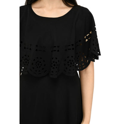 PKRKART Women's Crepe Solid Sleeveless Full Length Gown(Black)