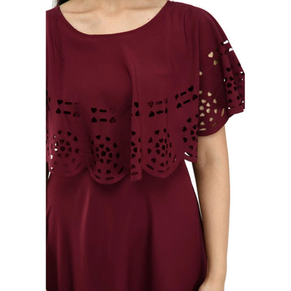 PKRKART Women's Crepe Solid Sleeveless Full Length Gown(Wine)
