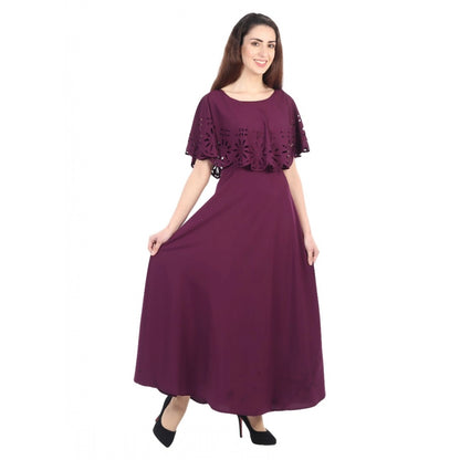 PKRKART Women's Crepe Solid Sleeveless Full Length Gown(Maroon)