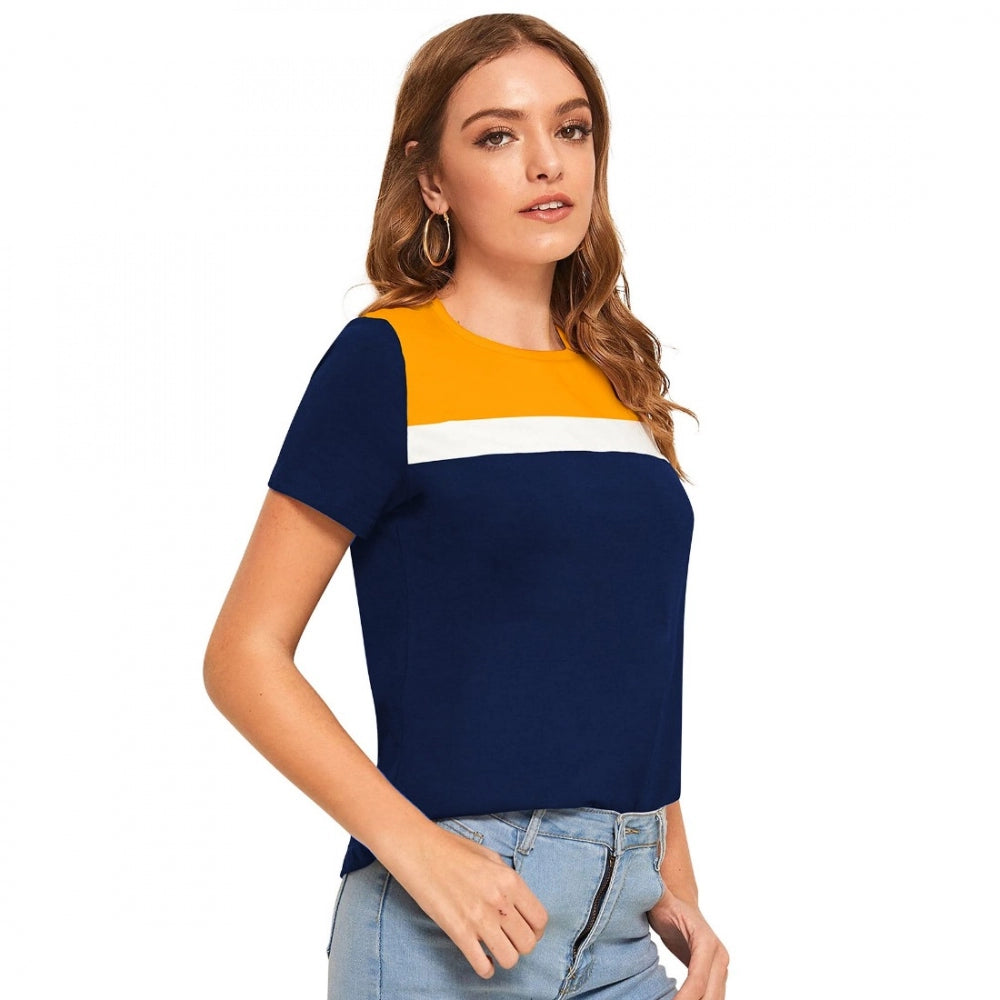 PKRKART Women's Polyester, Knitting Western Wear T-Shirt (Yellow)