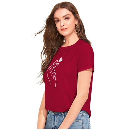 PKRKART Women's Cotton Western Wear T-Shirt (Maroon)