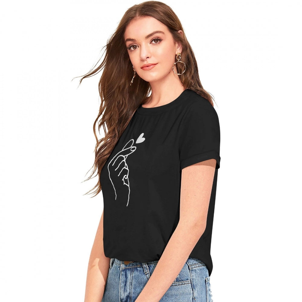 PKRKART Women's Cotton Western Wear T-Shirt (Black)