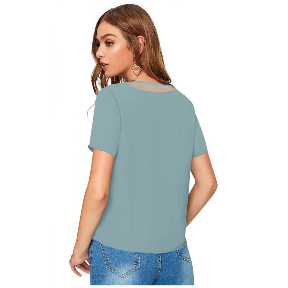PKRKART Women's Polyester, Knitting Western Wear T-Shirt (Pista)