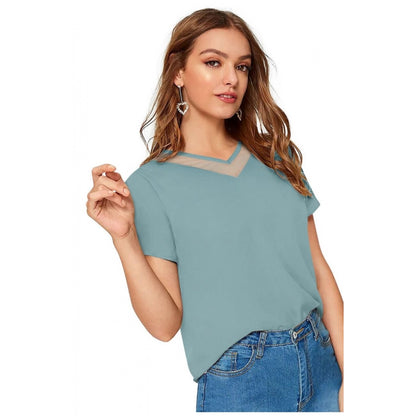 PKRKART Women's Polyester, Knitting Western Wear T-Shirt (Pista)