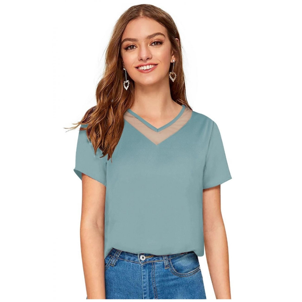 PKRKART Women's Polyester, Knitting Western Wear T-Shirt (Pista)