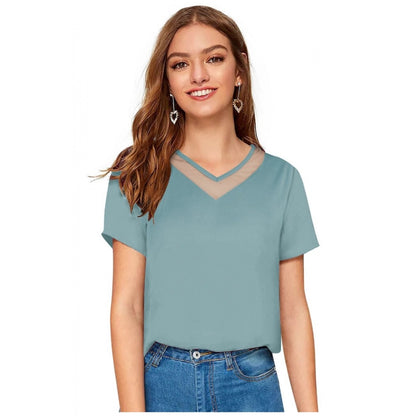 PKRKART Women's Polyester, Knitting Western Wear T-Shirt (Pista)