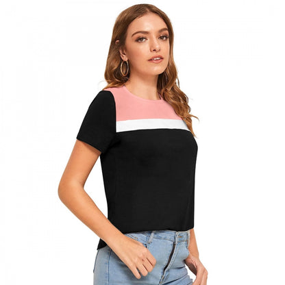 PKRKART Women's Polyester, Knitting Western Wear T-Shirt (Peach)