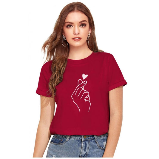 PKRKART Women's Cotton Western Wear T-Shirt (Maroon)