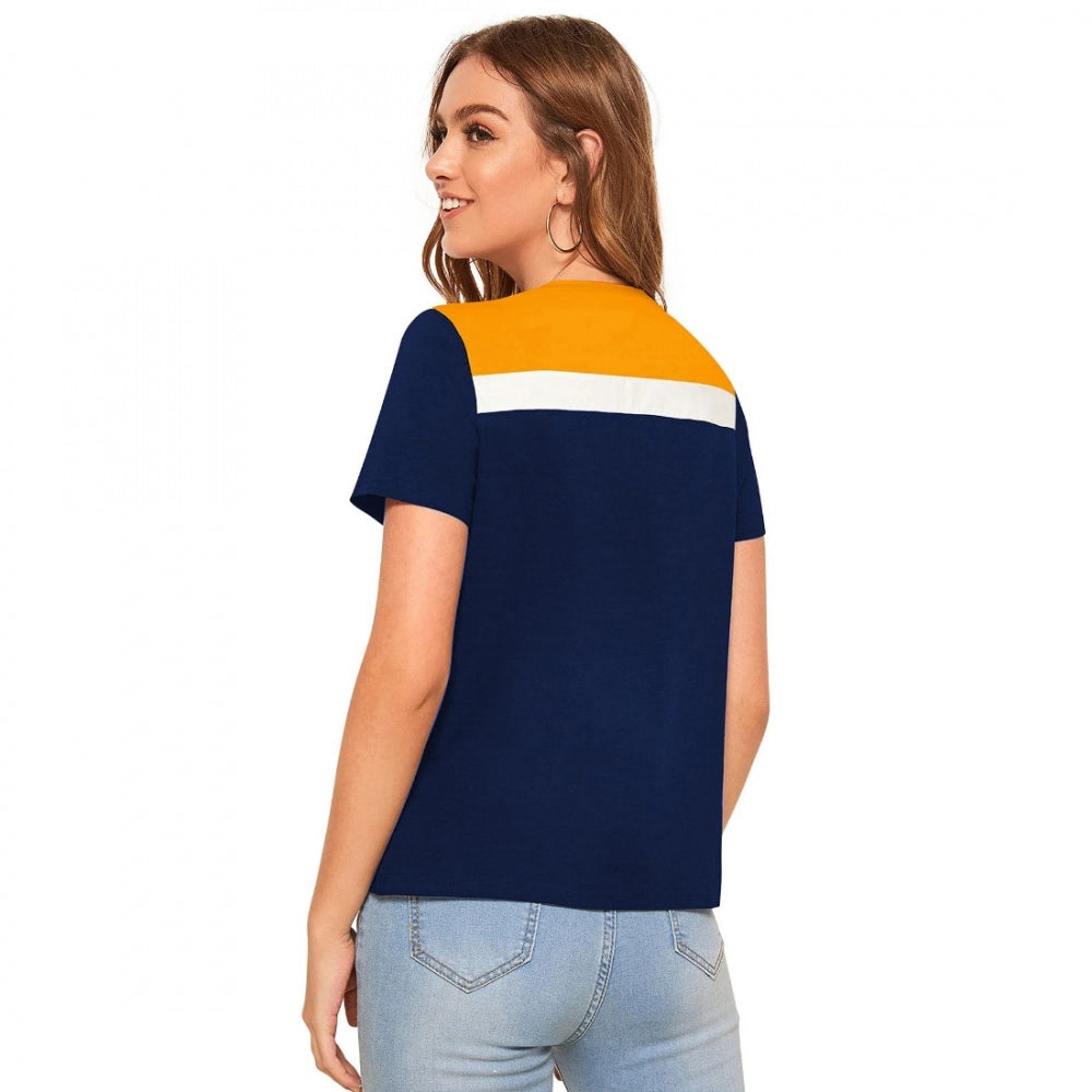PKRKART Women's Polyester, Knitting Western Wear T-Shirt (Yellow)