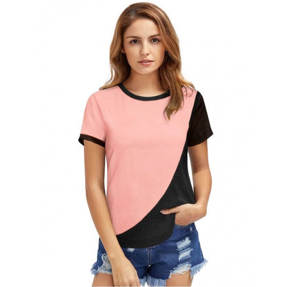 PKRKART Women's Polyester, Knitting Western Wear T-Shirt (Peach)