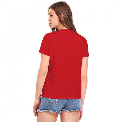 PKRKART Women's Cotton Western Wear T Shirt (Red)