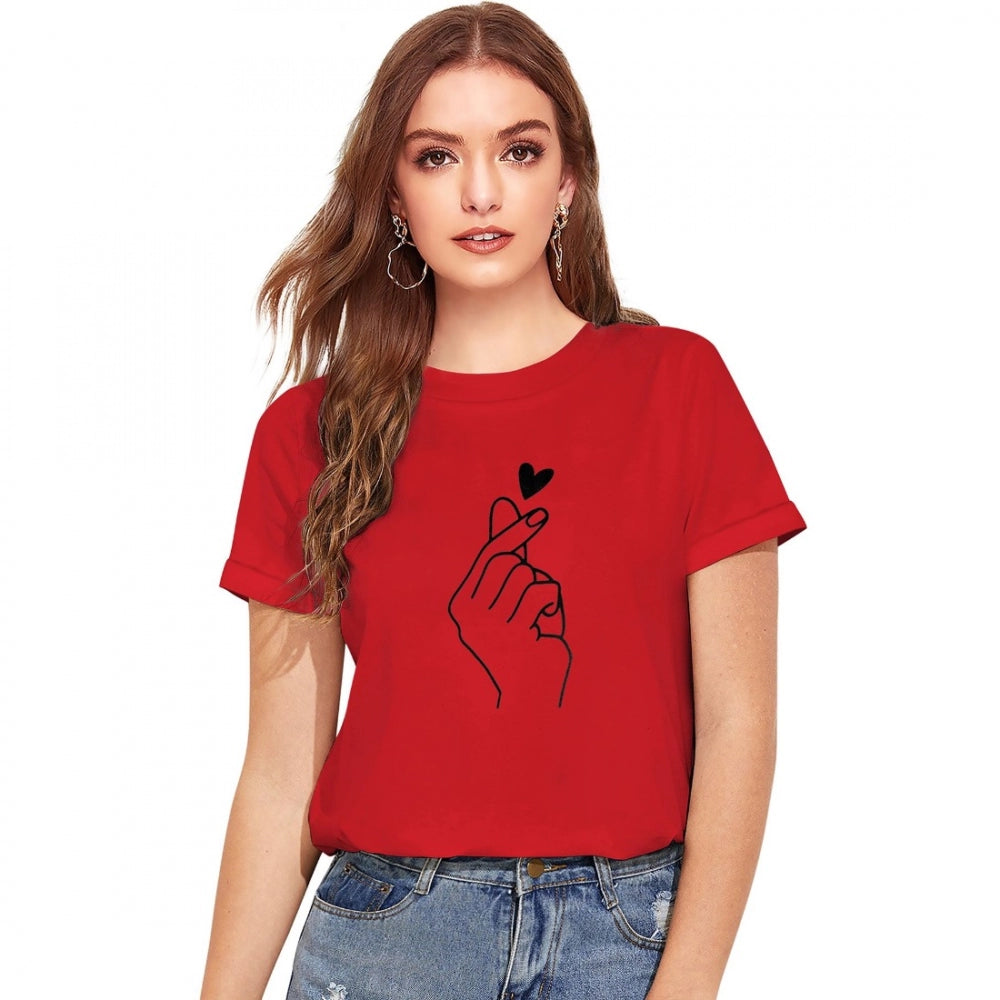 PKRKART Women's Cotton Western Wear T Shirt (Red)