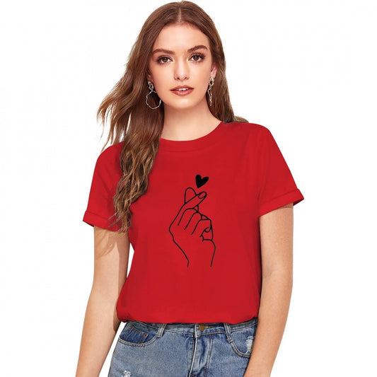 PKRKART Women's Cotton Western Wear T Shirt (Red)