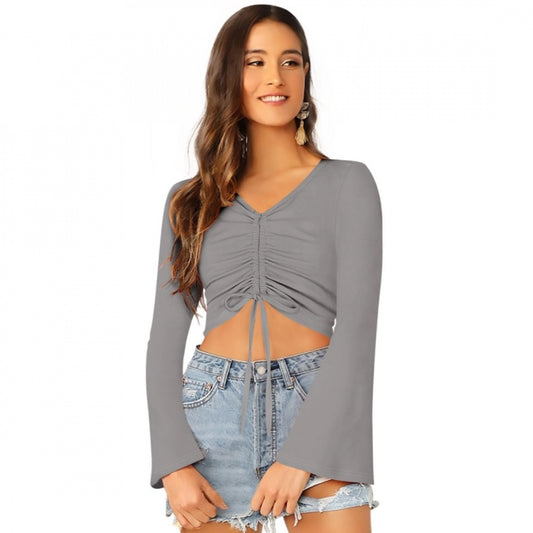 PKRKART Women's 95% Polyester 5% Spandex Western Wear Tops (Grey)
