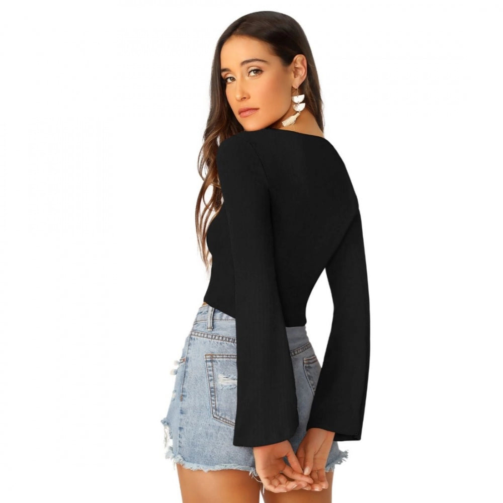 PKRKART Women's 95% Polyester 5% Spandex Western Wear Tops (Black)