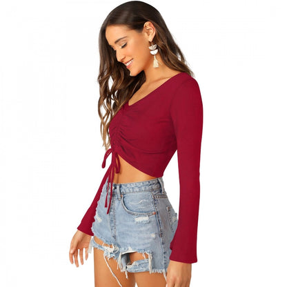 PKRKART Women's 95% Polyester 5% Spandex Western Wear Tops (Maroon)