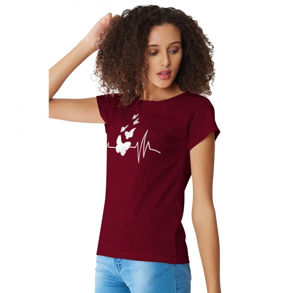 PKRKART Women's Cotton Western Wear T Shirt (Maroon)