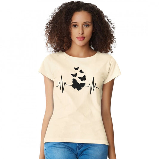 PKRKART Women's Cotton Western Wear T Shirt (Cream)