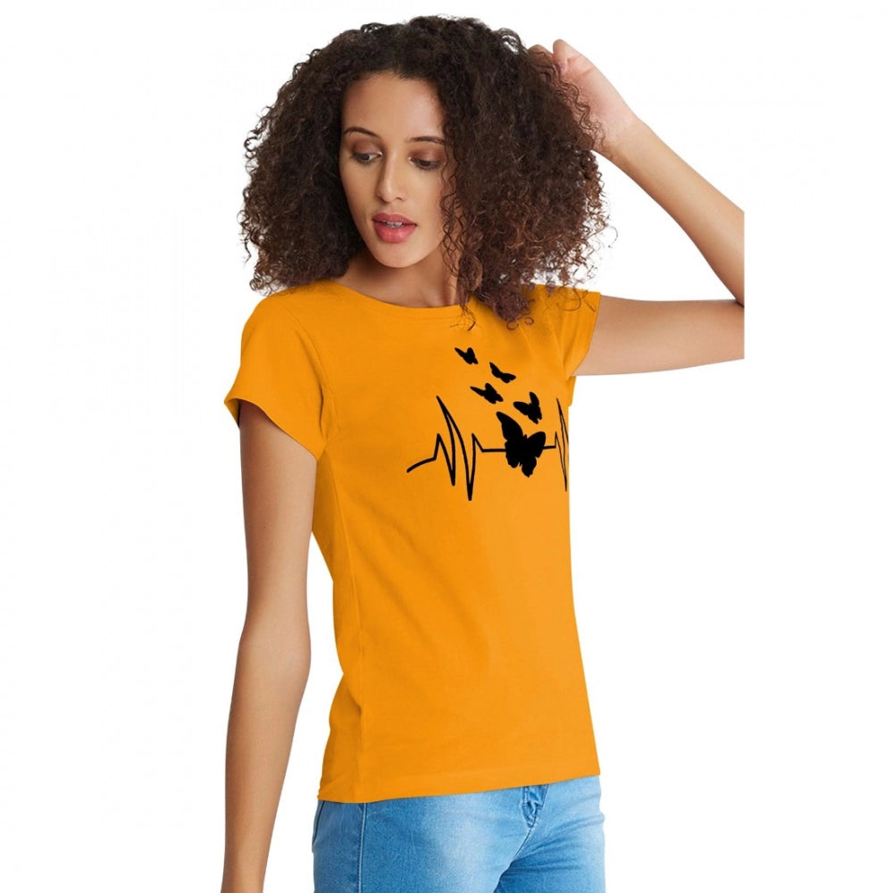 PKRKART Women's Cotton Western Wear T Shirt (Yellow)