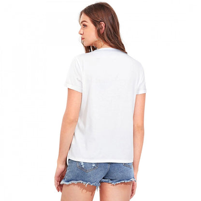PKRKART Women's Cotton Western Wear T Shirt (White)