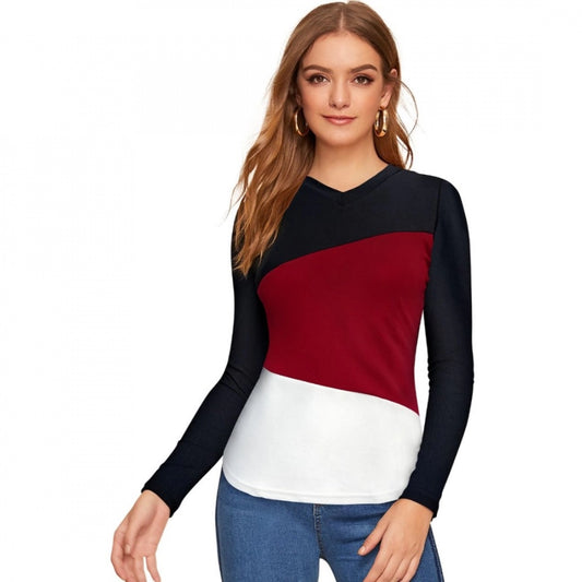 PKRKART Women's 95% Polyester 5% Spandex Western Wear T Shirt (Maroon)