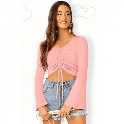 PKRKART Women's 95% Polyester 5% Spandex Western Wear Tops (Peach)