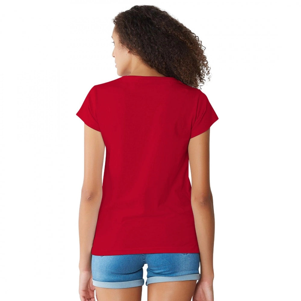 PKRKART Women's Cotton Western Wear T Shirt (Red)