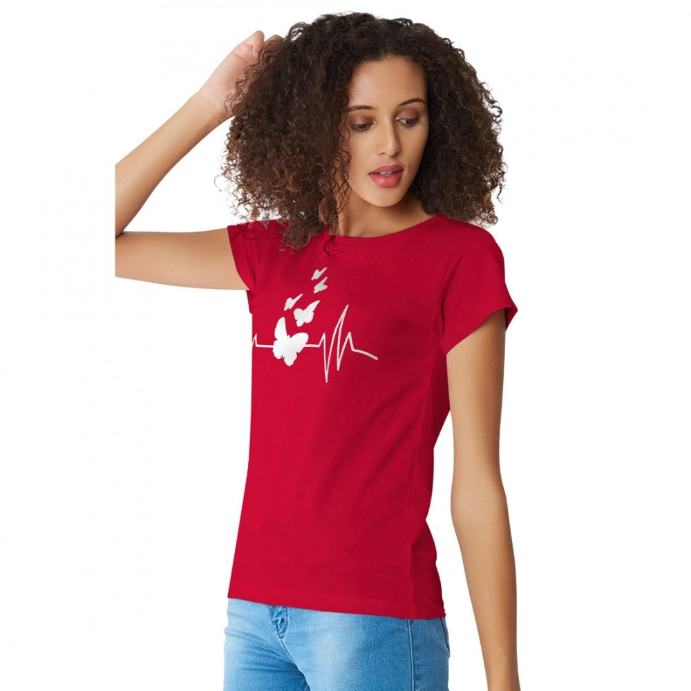 PKRKART Women's Cotton Western Wear T Shirt (Red)