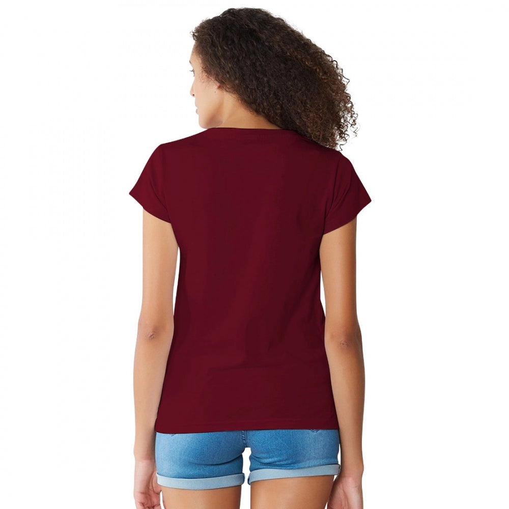 PKRKART Women's Cotton Western Wear T Shirt (Maroon)