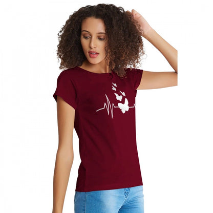 PKRKART Women's Cotton Western Wear T Shirt (Maroon)