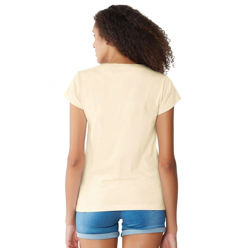 PKRKART Women's Cotton Western Wear T Shirt (Cream)