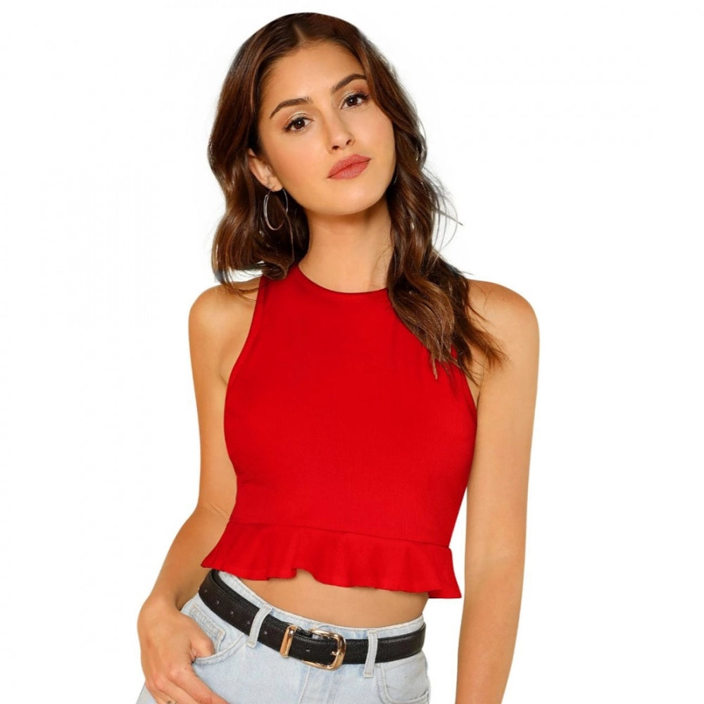 PKRKART Women's 95% Polyester 5% Spandex Western Wear Tops (Red)