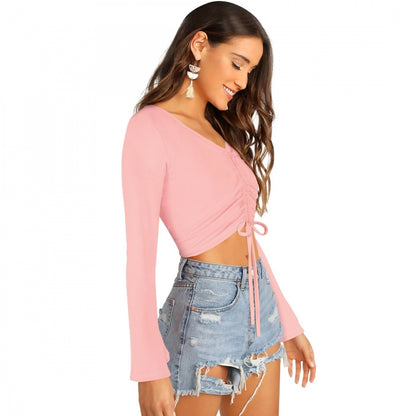 PKRKART Women's 95% Polyester 5% Spandex Western Wear Tops (Peach)