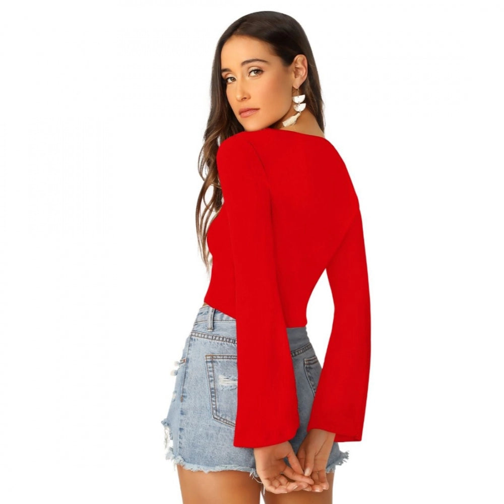 PKRKART Women's 95% Polyester 5% Spandex Western Wear Tops (Red)