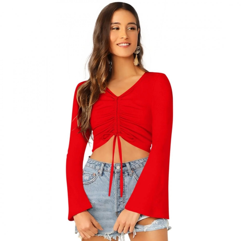 PKRKART Women's 95% Polyester 5% Spandex Western Wear Tops (Red)