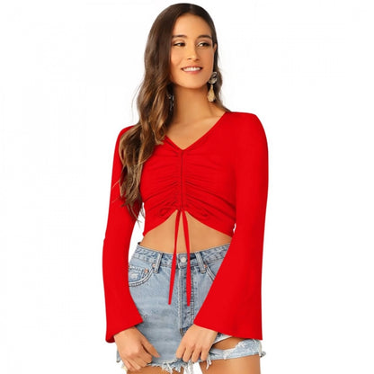 PKRKART Women's 95% Polyester 5% Spandex Western Wear Tops (Red)