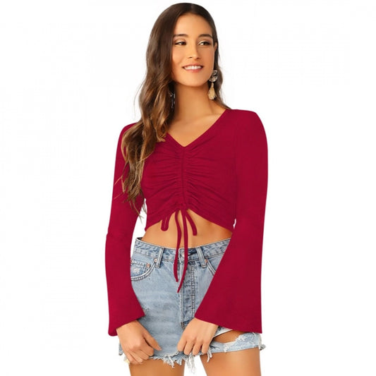 PKRKART Women's 95% Polyester 5% Spandex Western Wear Tops (Maroon)