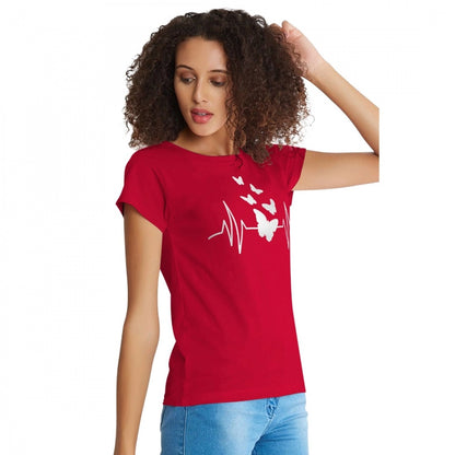 PKRKART Women's Cotton Western Wear T Shirt (Red)
