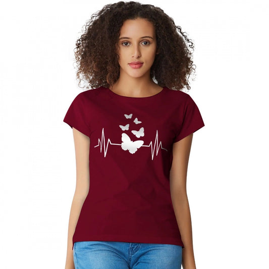 PKRKART Women's Cotton Western Wear T Shirt (Maroon)