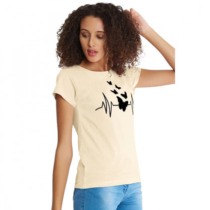 PKRKART Women's Cotton Western Wear T Shirt (Cream)
