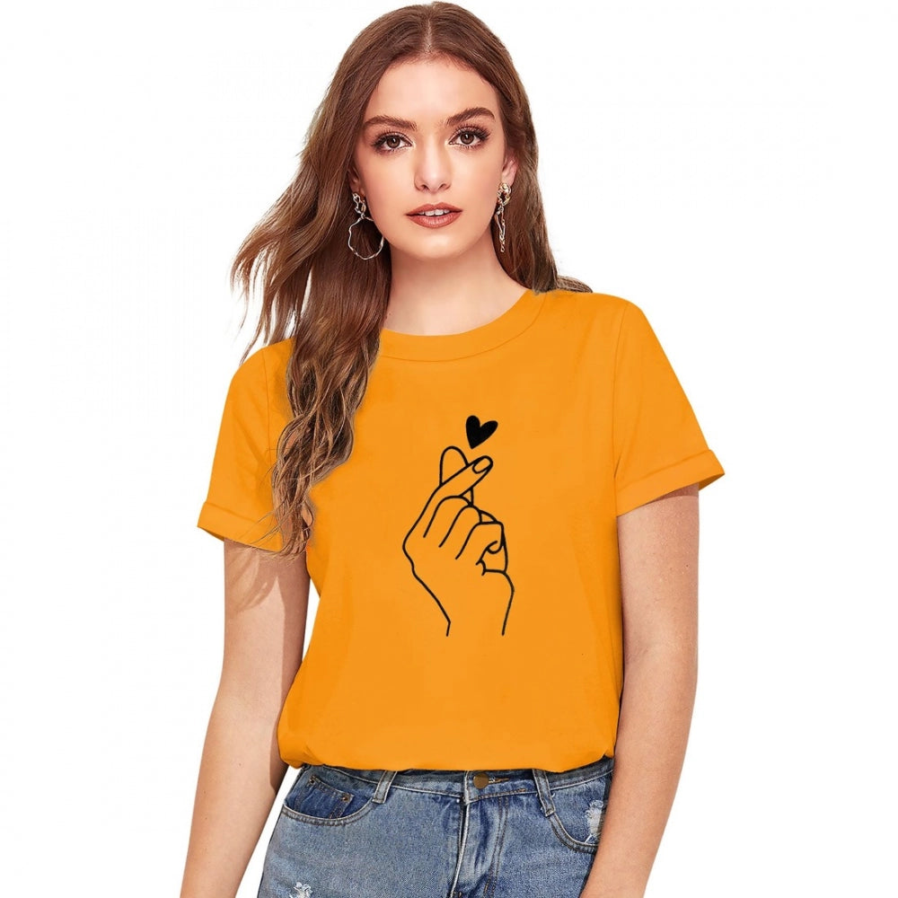 PKRKART Women's Cotton Western Wear T Shirt (Yellow)